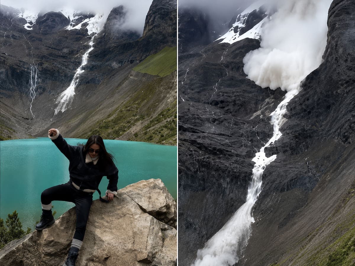 Avalancha de nieve y hielo sorprende a turistas en la laguna Humantay de Cusco, en Perú.