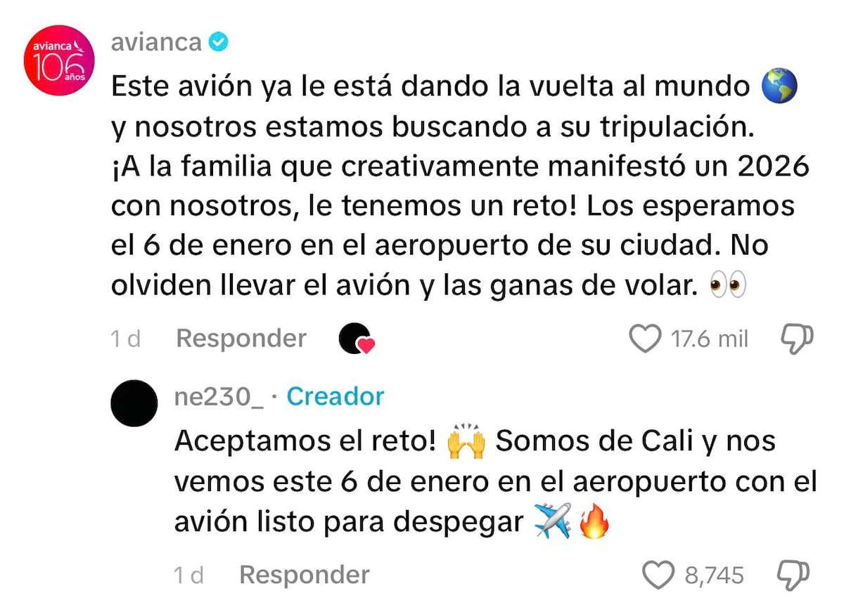 Avianca sorprendió a familia que corrió con un avión de cartón en Año Nuevo: “Buscamos a su tripulación”
