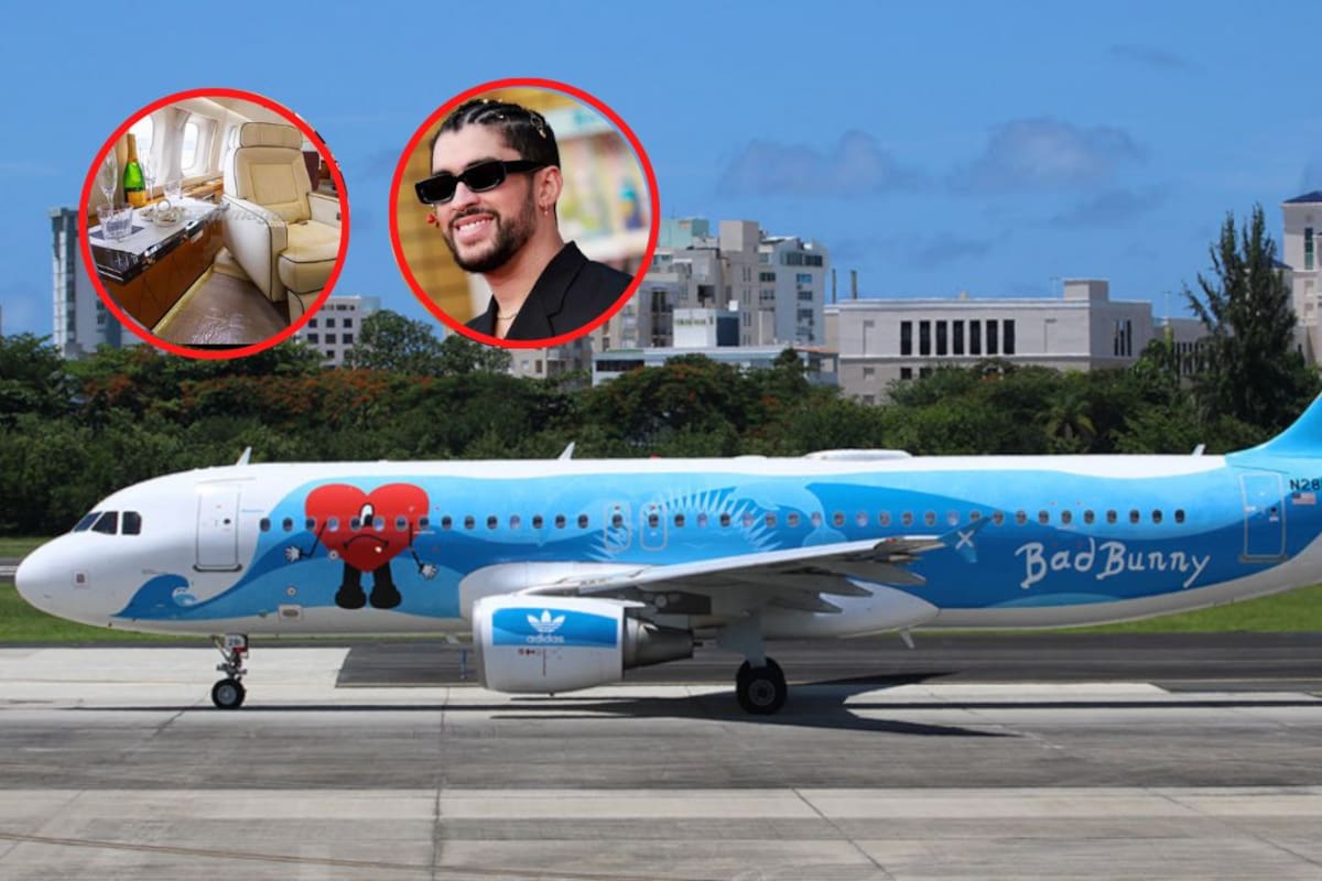 Lujoso, con una habitación y hasta ducha, así es el avión en el que viaja Bad Bunny durante sus giras.