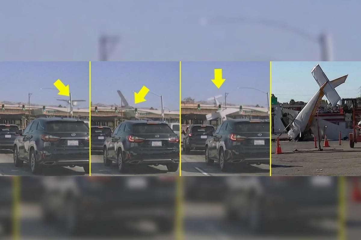Video capta el momento en que una avioneta se desploma en plena avenida de California, Estados Unidos.
