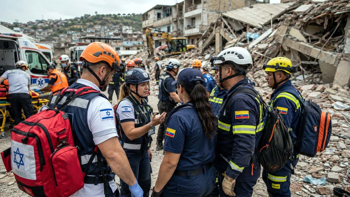 Israel ordenó el envío de una misión de ayuda a Colombia tras el terremoto de magnitud 7,4. La decisión ocurre en medio de un inesperado acercamiento entre Bogotá y Tel Aviv y la llegada de nuevos equipos internacionales de rescate. Foto: Aurora Israel