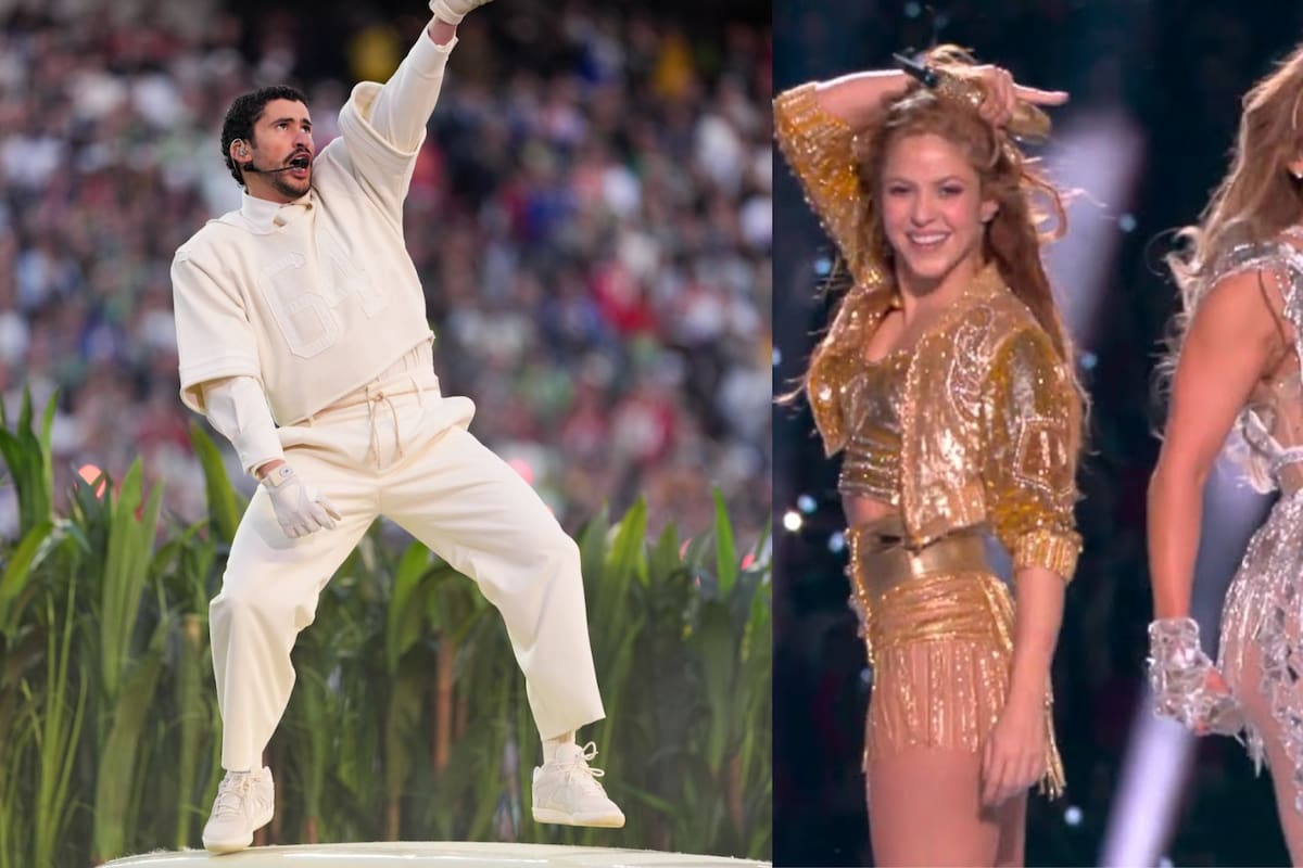 Comparación entre los shows de medio tiempo de Shakira y Jennifer Lopez en 2020 y Bad Bunny en 2026, dos hitos de la representación latina en el Super Bowl.