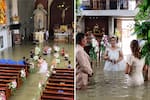 Boda bajo el agua: pareja se casa dentro de una iglesia inundada en Filipinas