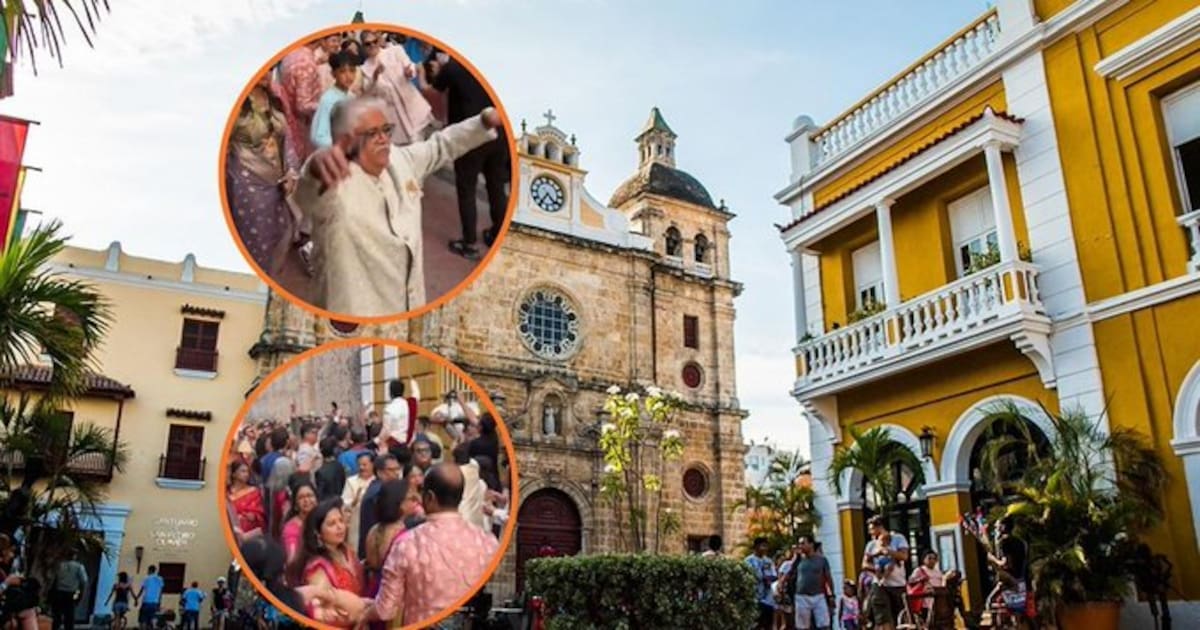 Una lujosa fiesta en las calles de Cartagena por la boda de una colombiana y un ciudadano hindú desató asombro de los transeúntes.