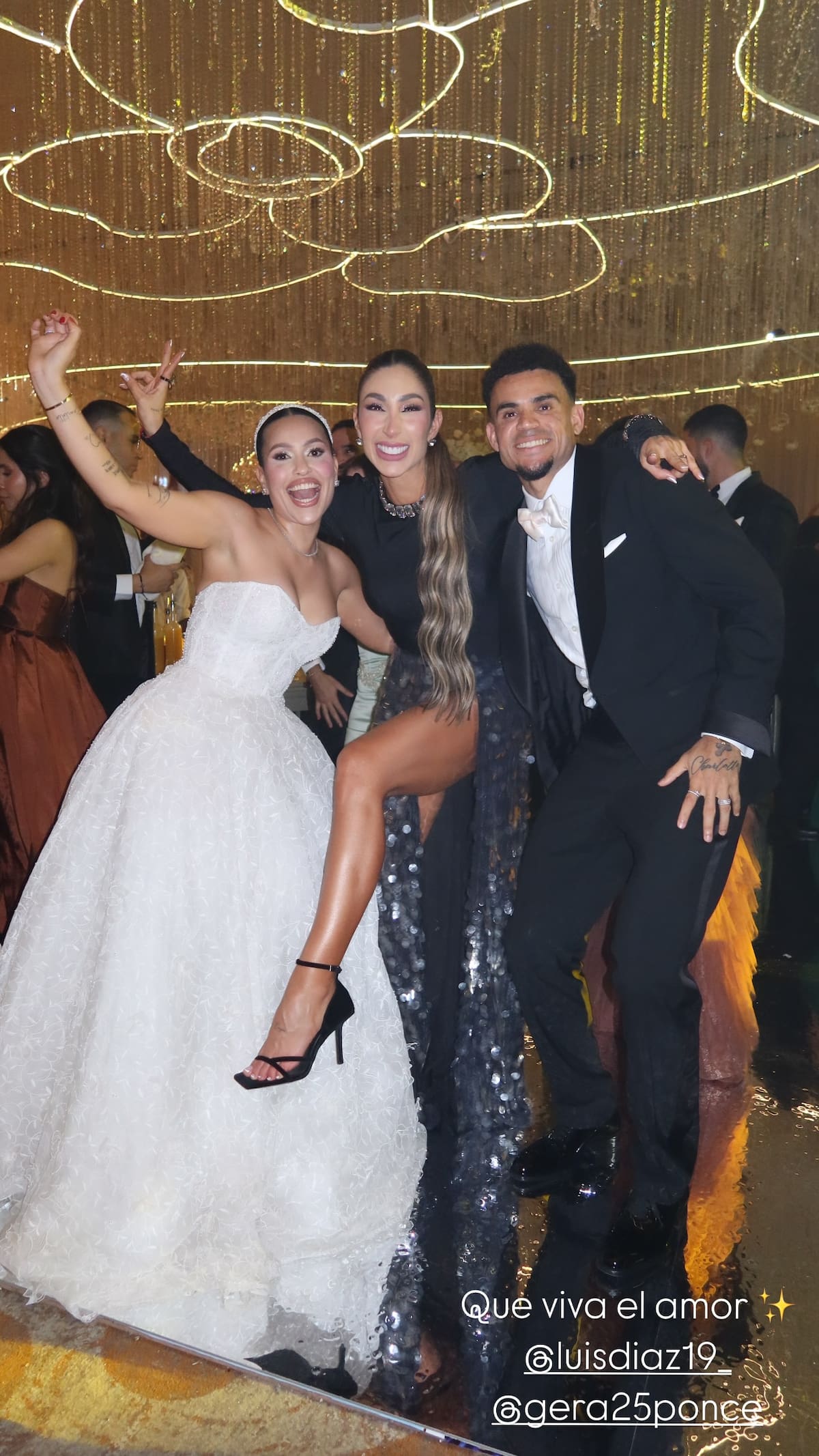Gera Ponce, Cindy Alvarez, esposa de Matheus Uribe, y Luis Díaz. //Foto: Instagram