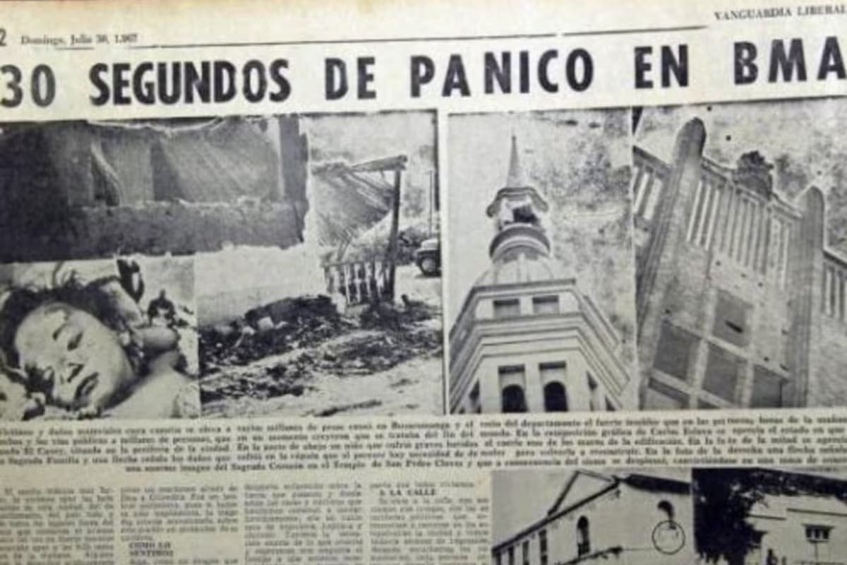 Así registró Vanguardia el temblor del 29 de julio de 1967, en Bucaramanga, el mismo día que un terremoto también destruyó a Caracas, Venezuela. (Archivo / VANGUARDIA)