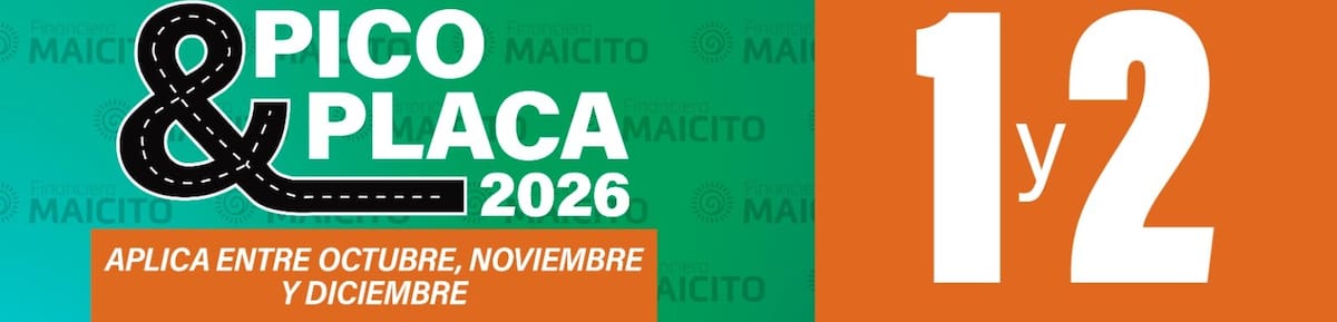 Estos son los dígitos que rigen hoy, sábado 17 de octubre, con el pico y placa: 1 y 2. Horario: de 9:00 a.m. a 1:00 p.m.