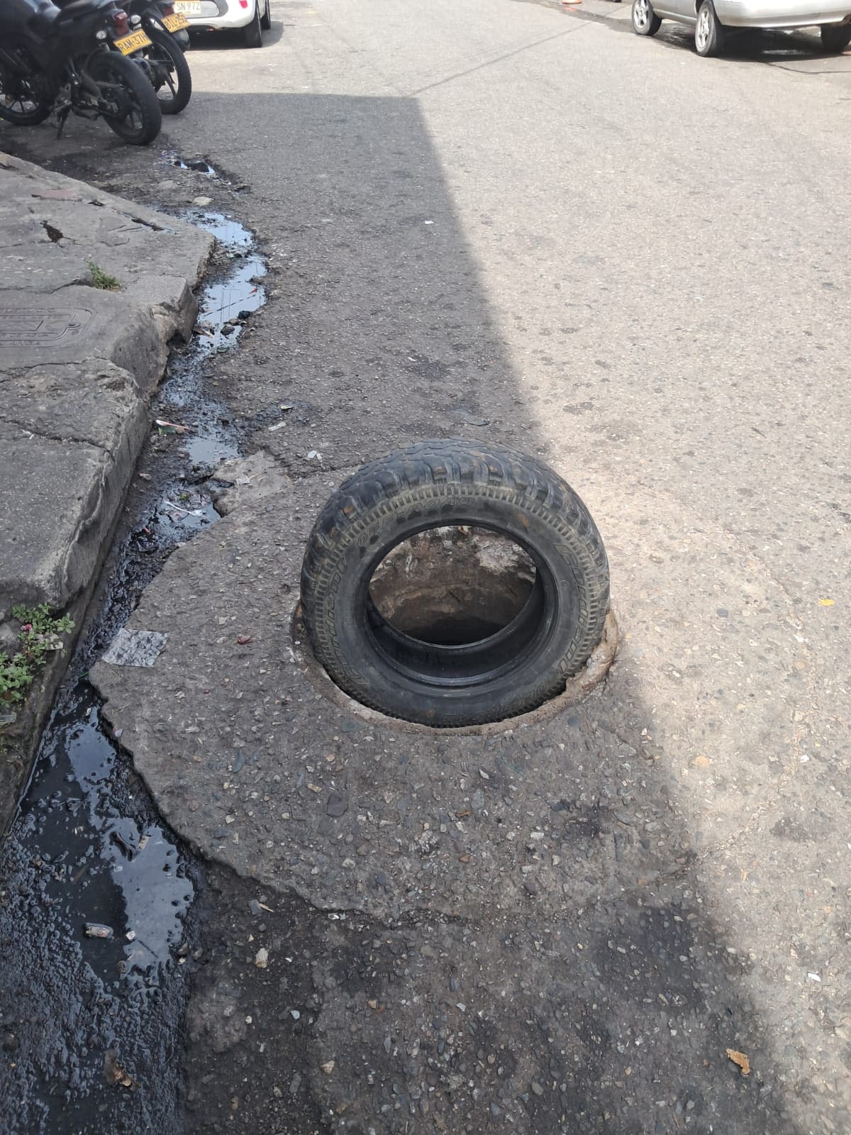 La vía, antes de la reparación.