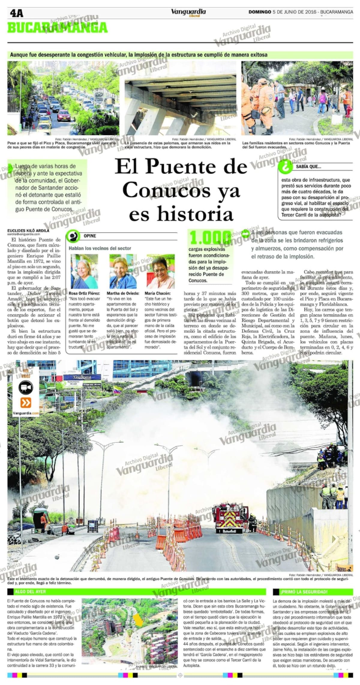 ¡Así registró Vanguardia la 'caída' del viejo puente de Bosconia. (Archivo/ VANGUARDIA)