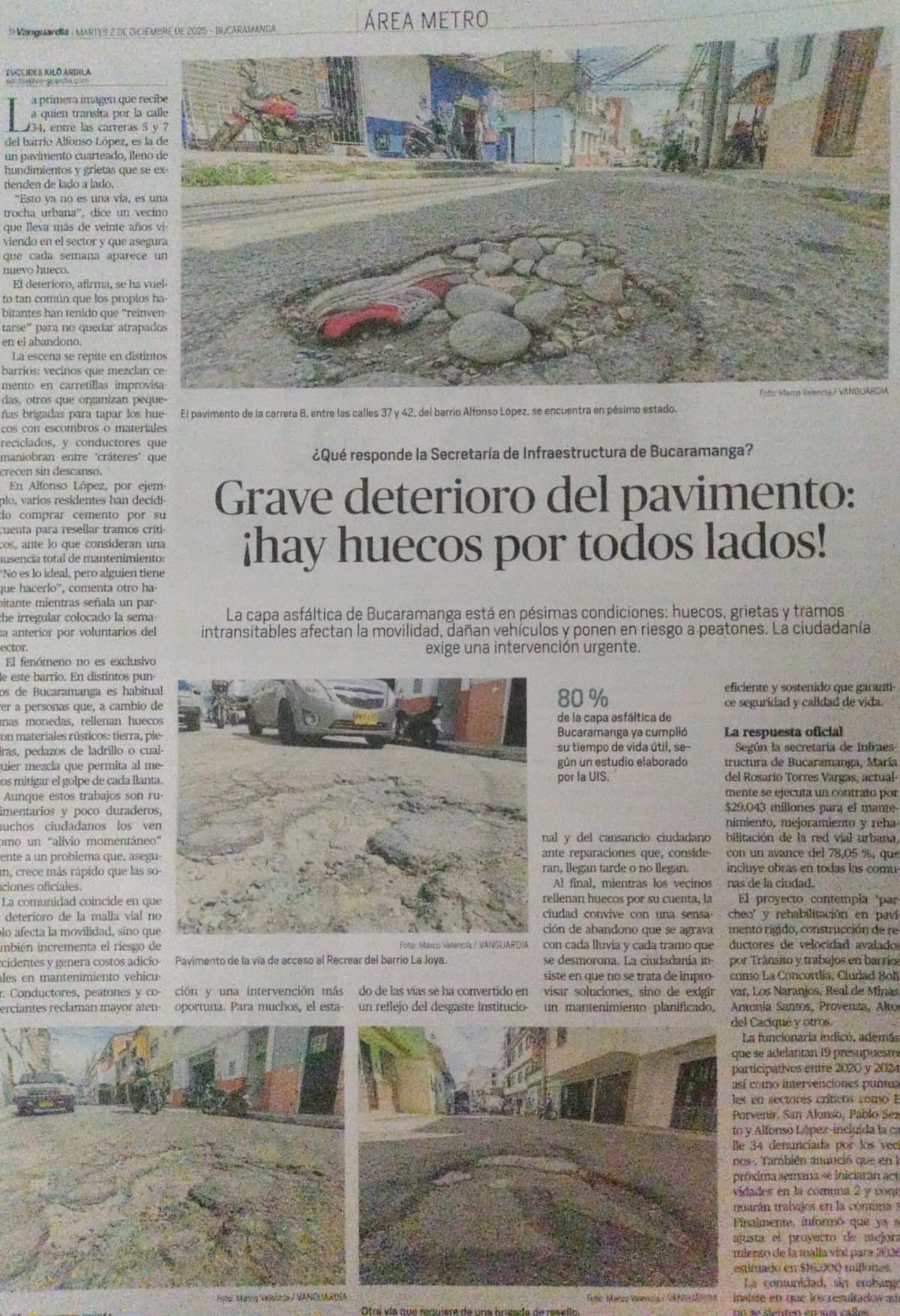 Registro noticioso de Vanguardia.