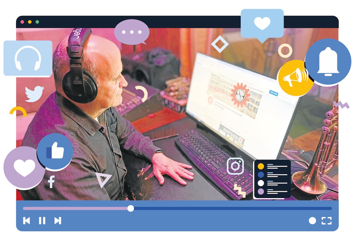En el colegio Salesiano, Joaquín Ardila, docente, a manera de youtuber, orienta clases de electricidad y de música con energía y con una creatividad inspiradora. (Fotoilustración/VANGUARDIA)