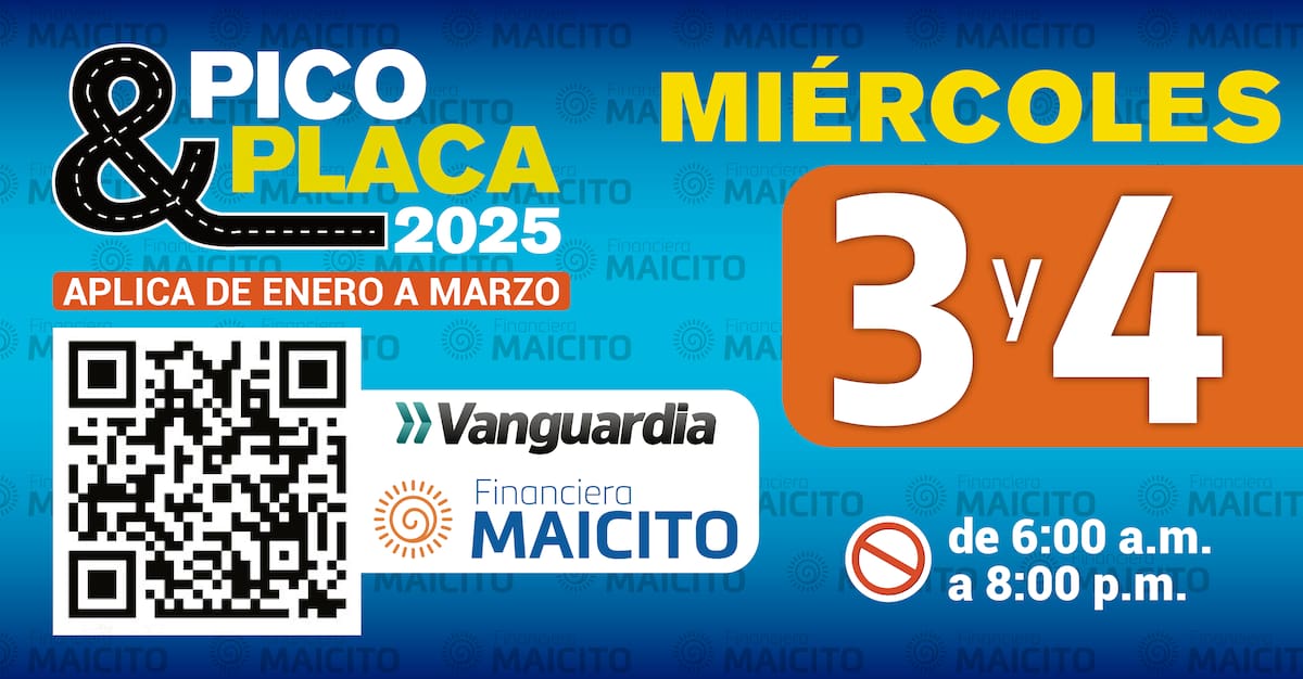 Regirá para carros particulares y motocicletas cuyo último dígito de la placa sea 3 y/o 4.
