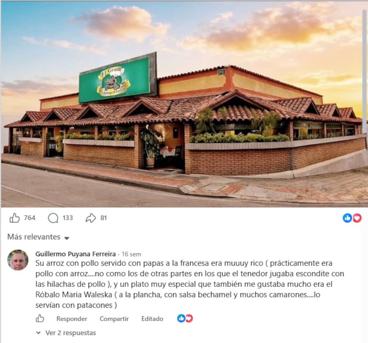 Son innumerables los recuerdos del restaurante El Hipopótamo, muchos de ellos se leen en las redes sociales.