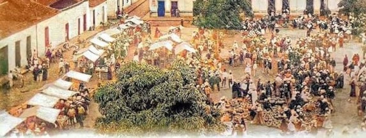 Registro del hoy Parque García Rovira, cuando era utilizado como Plaza de Mercado. (Archivo/VANGUARDIA)