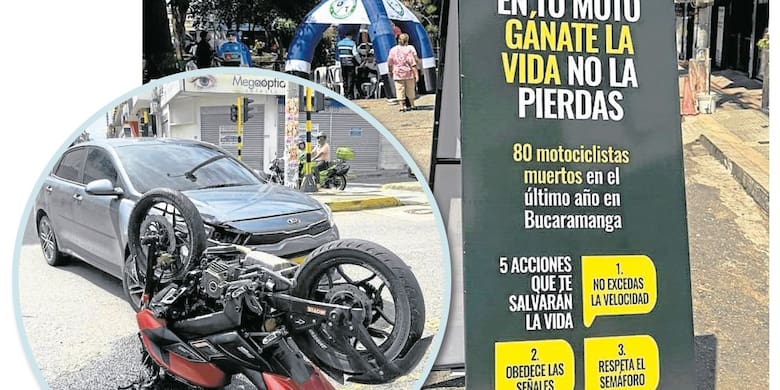 Ochenta motociclistas han muerto este año en accidentes de tránsito en Bucaramanga
