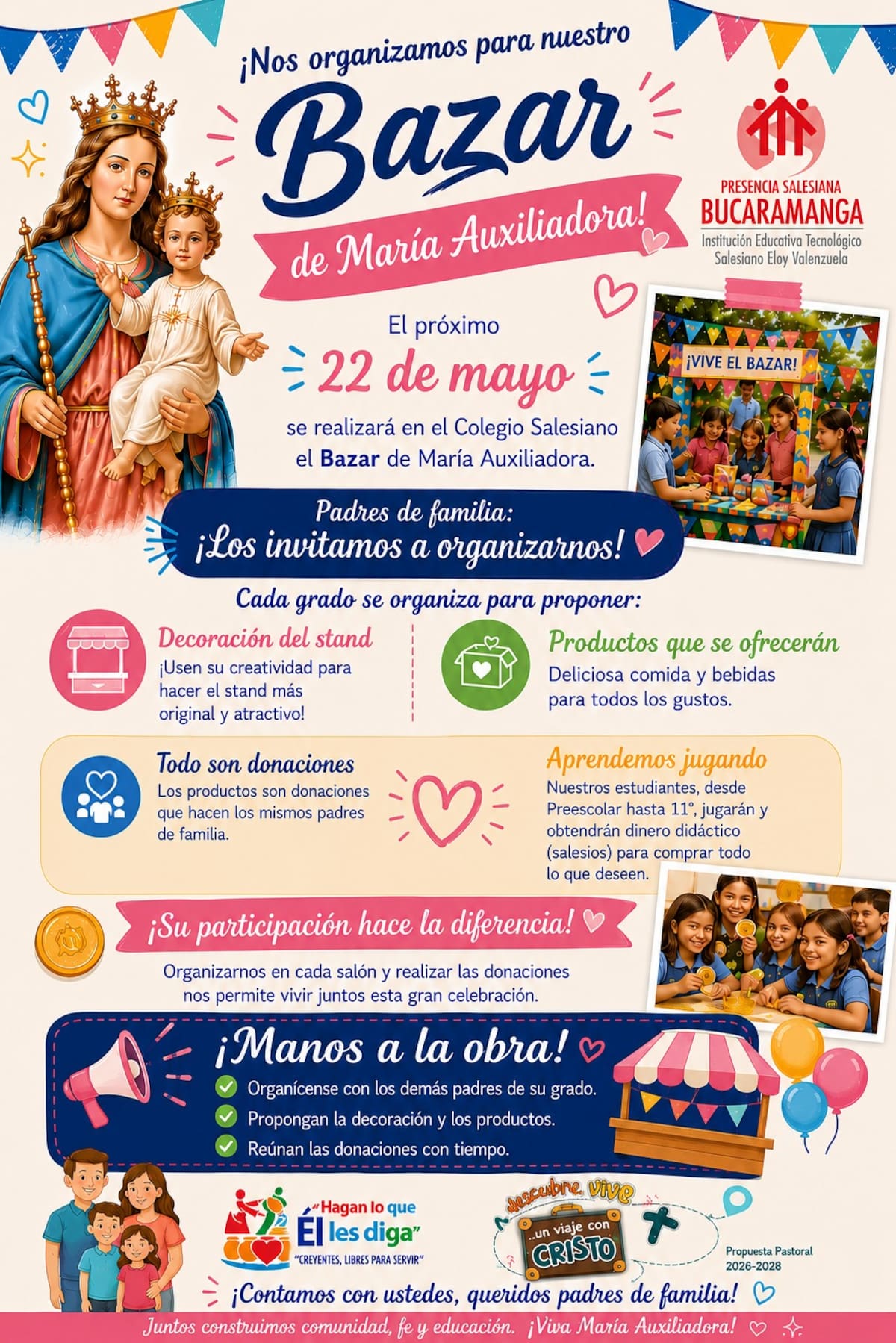 Afiche promocional de la gran jornada de integración del Salesiano.