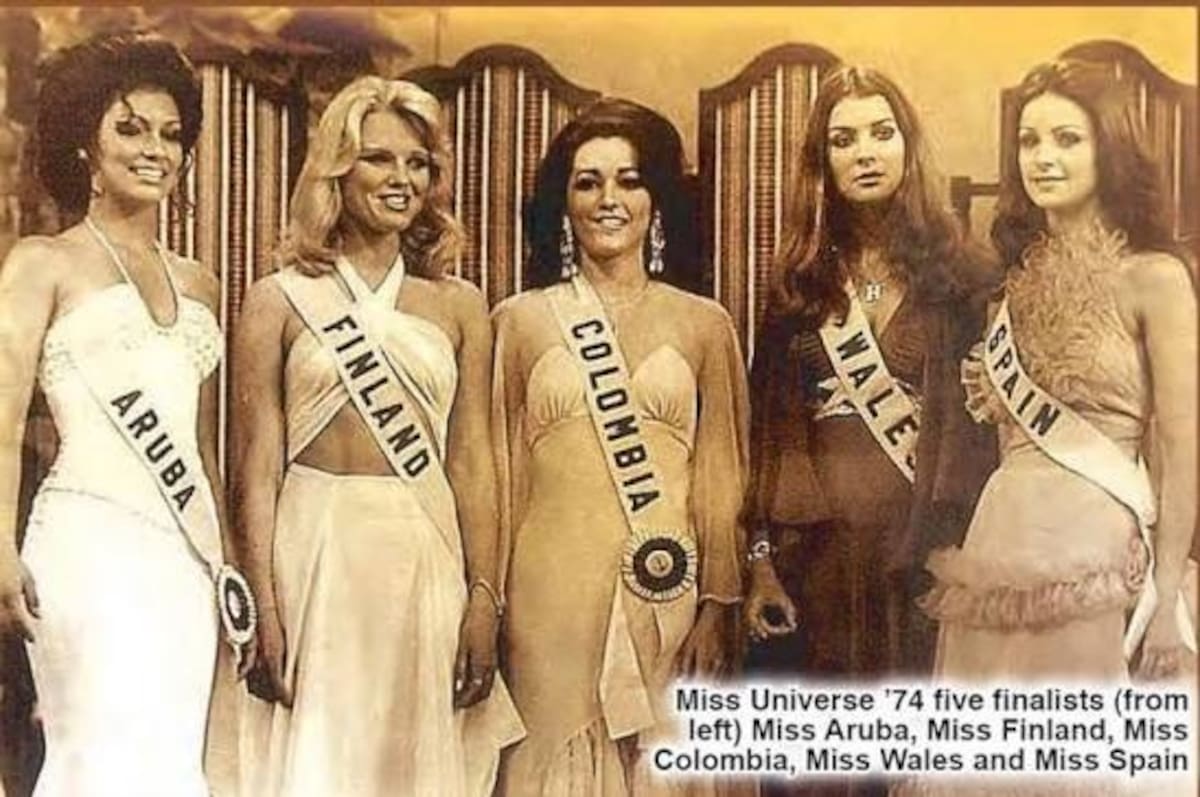 Registro internacional del Top 5 de Miss Universo en el año 1974, en el que Ella Cecilia Escandón Palacios fue tercera finalista. (Archivo/VANGUARDIA)