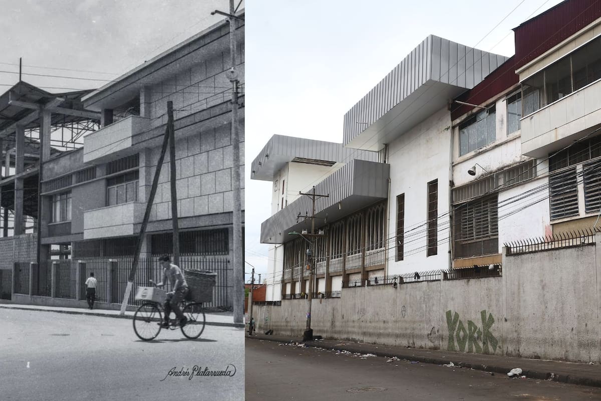 Estas dos fotografías, separadas por poco más de seis décadas, revelan la transformación de una esquina bumanguesa. La primera muestra la construcción de la parroquia María Auxiliadora en los años 60; la segunda retrata el presente de un sector marcado por el cambio urbano.