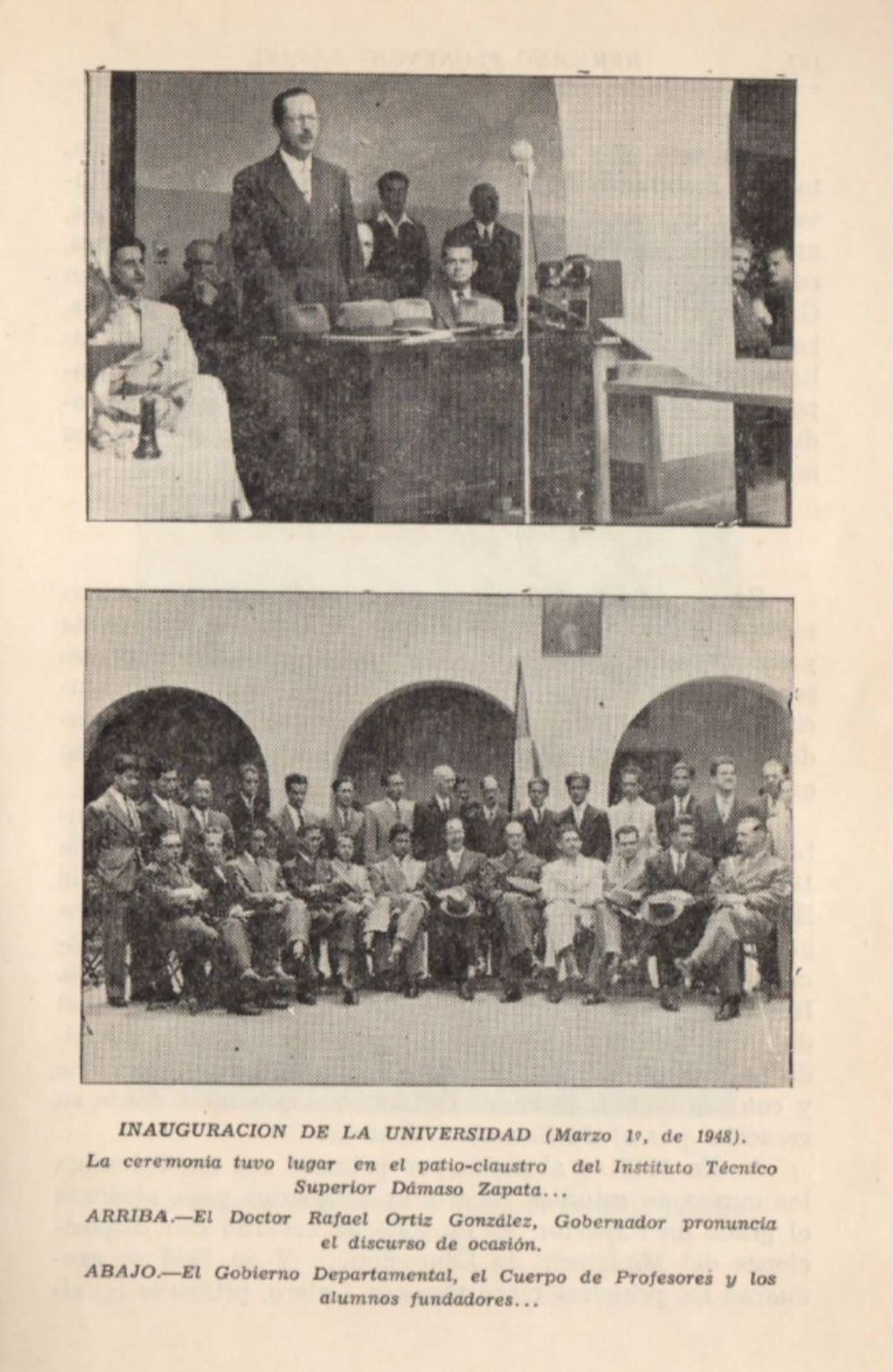 Registro de inauguración del edificio central de la primera sede que tuvo la UIS, en el Tecnológico. (Archivo / VANGUARDIA)