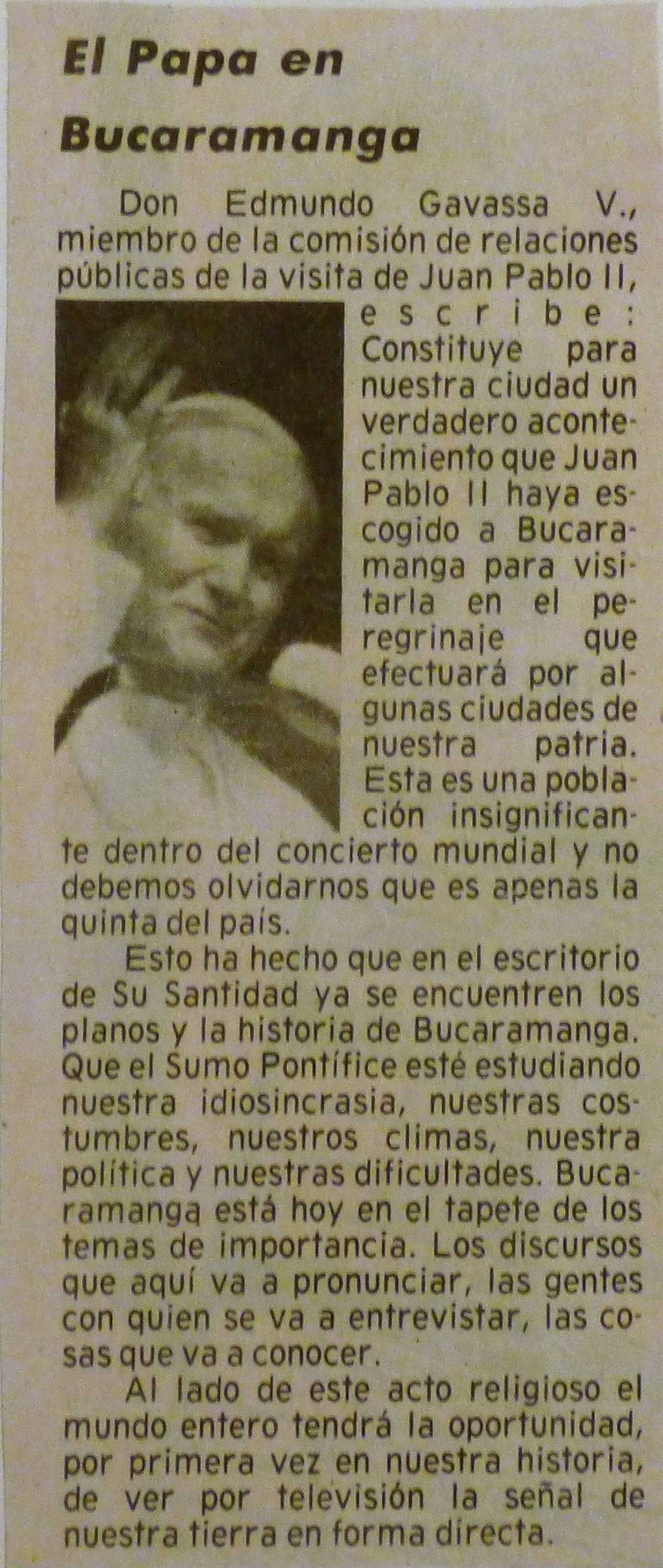 Recuerdo periodístico de Vanguardia, tras la visita del Papa a Bucaramanga. (Archivo / VANGUARDIA)