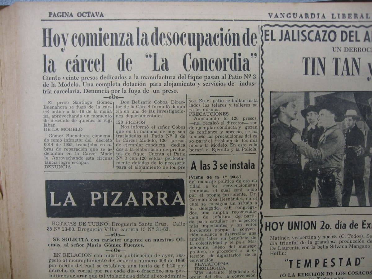Registro noticioso de Vanguardia, en 1961, cuando se desocupó la antigua cárcel del barrio La Concordia. (Archivo / VANGUARDIA)