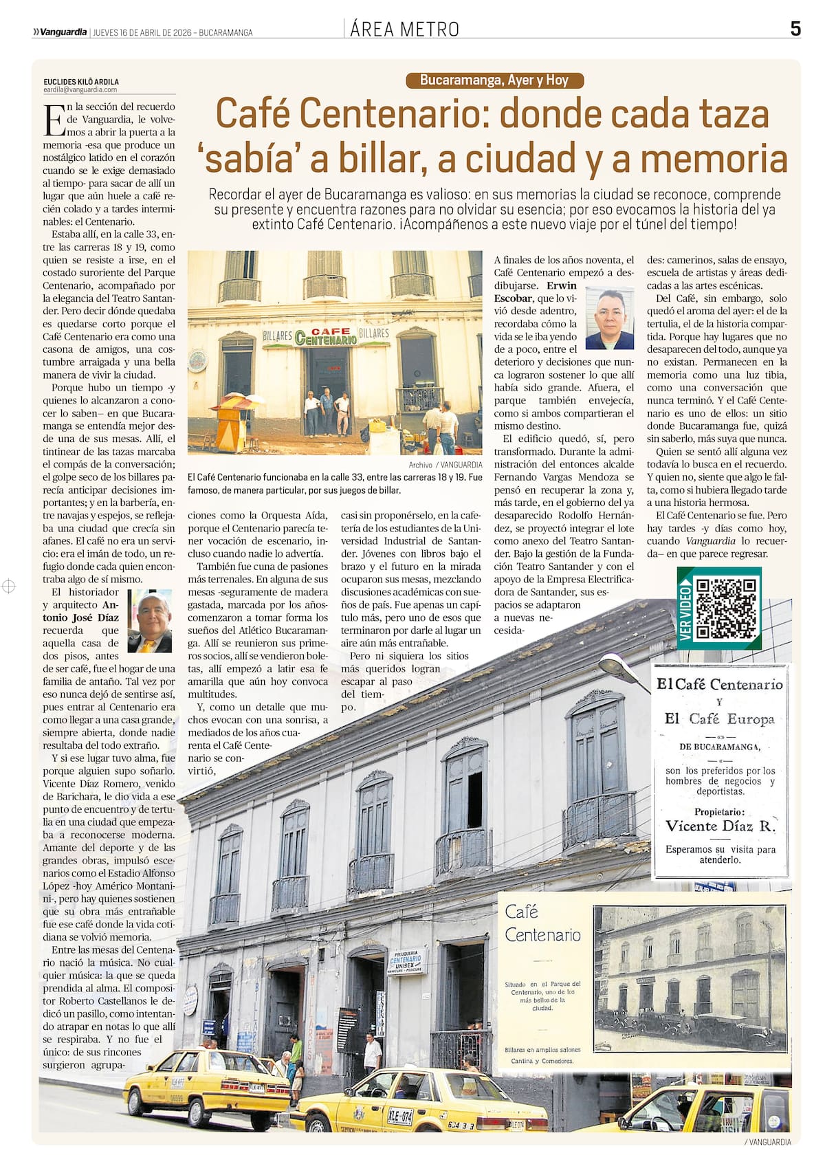 La historia del Café Centenario / VANGUARDIA