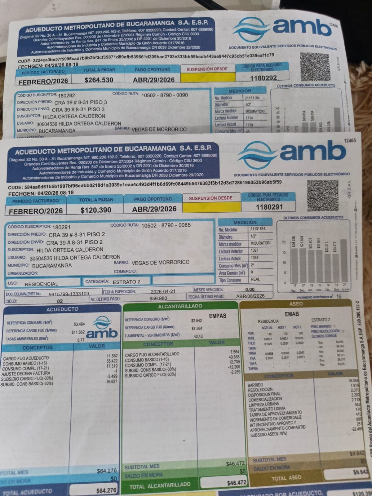 Exagerados cobros de los servicios públicos.