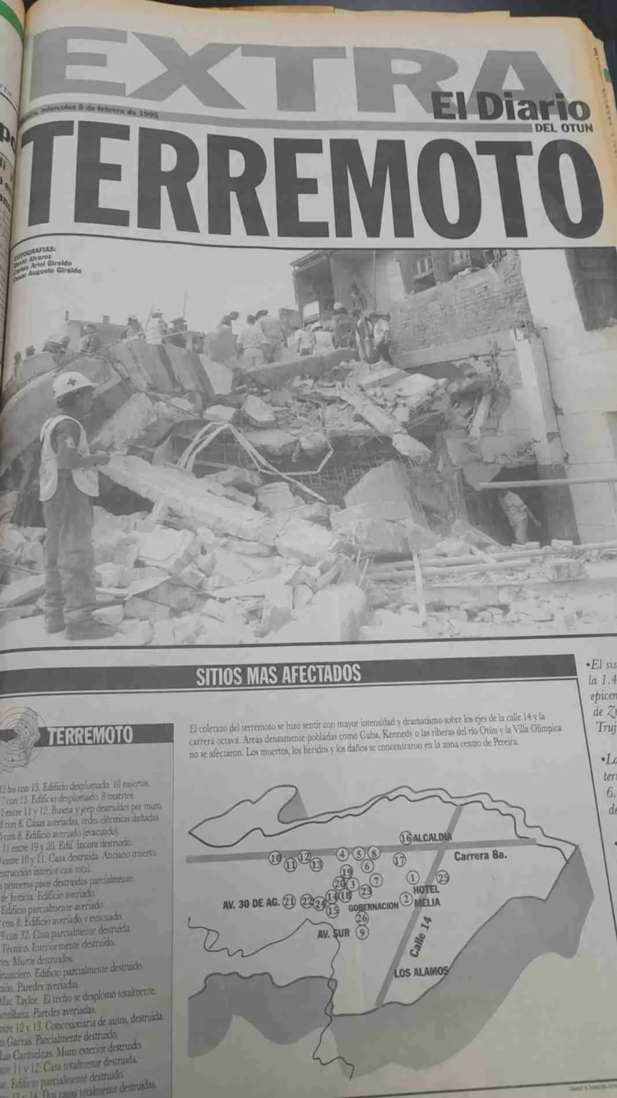 Registro periodístico del terremoto de 1995. (Archivo/ VANGUARDIA)