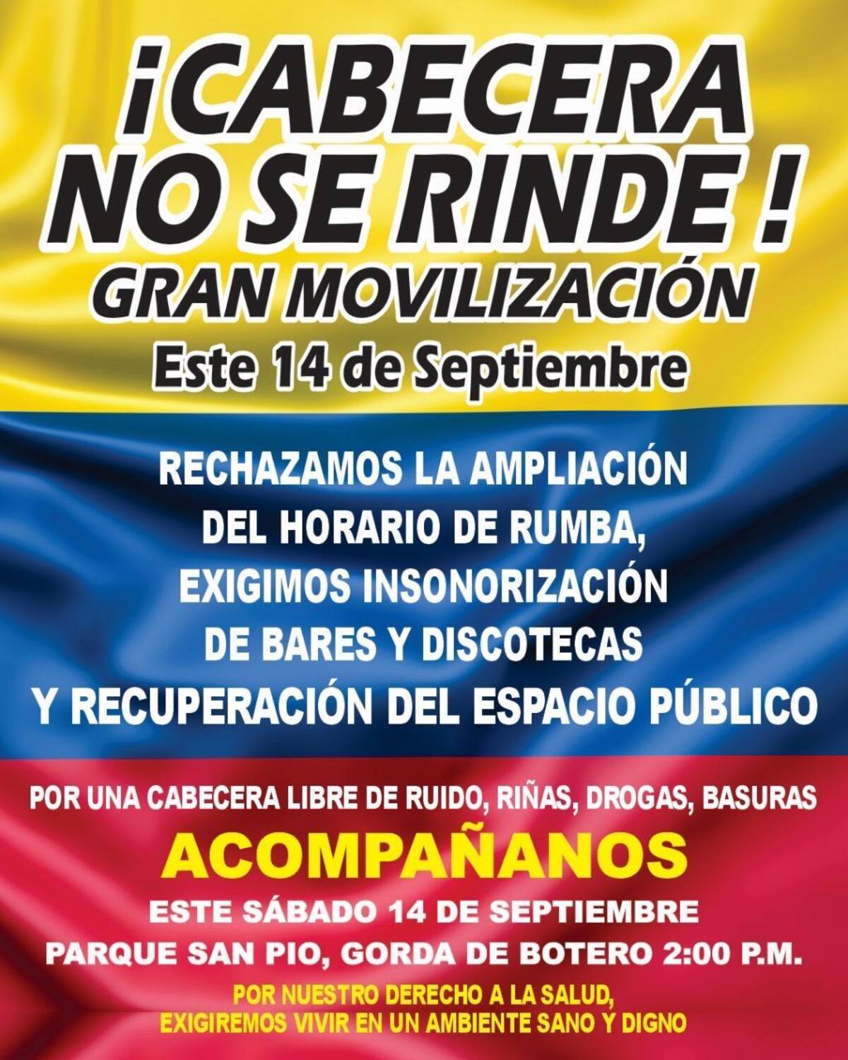 Afiche promocional de la protesta, la misma que se realizará el próximo sábado.