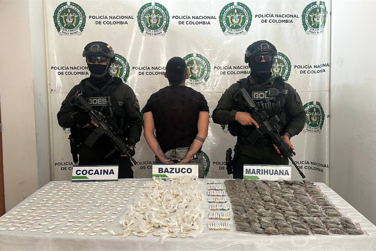 Cae presunto expendedor de estupefacientes en Bucaramanga con bazuco, cocaína y marihuana