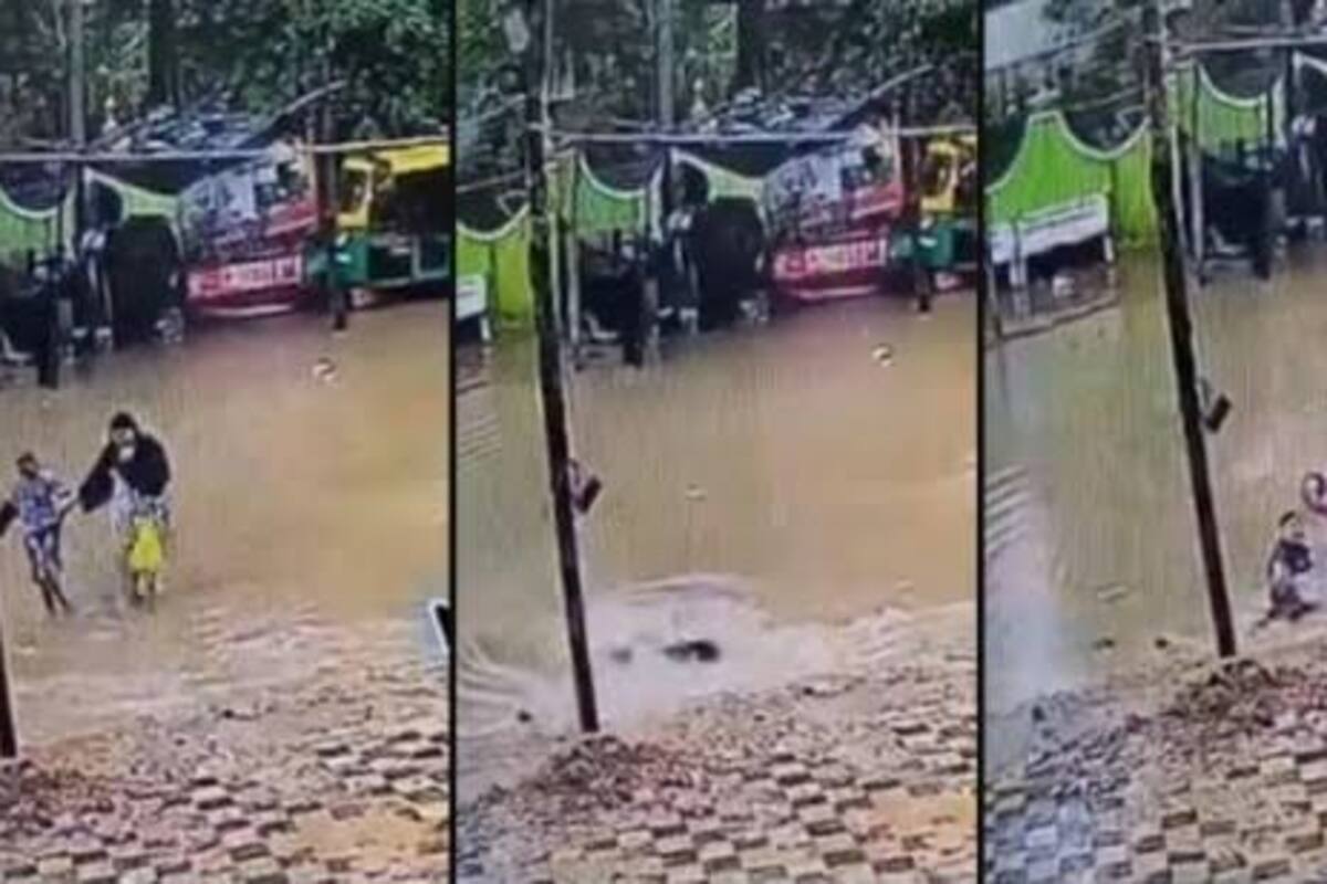 Una abuela y su nieta cayeron en una excavación que quedó oculta bajo el agua acumulada por las fuertes lluvias en Gujarat, India.