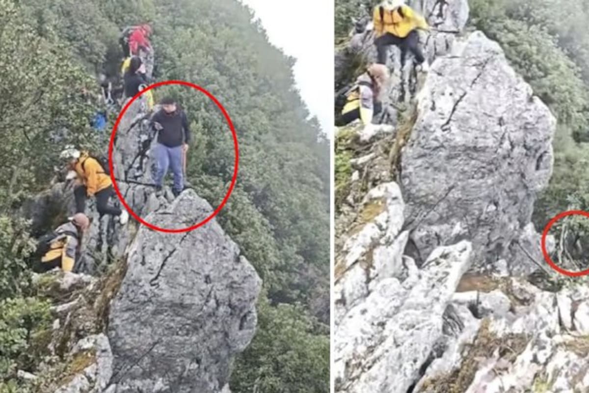 Un excursionista en la montaña Huaying, China, intentó mantener el equilibrio en un acantilado rocoso, con el teléfono en la mano para tomarse una selfi, y luego tropezó y cayó. Sobrevivió y publicó la experiencia en redes sociales.