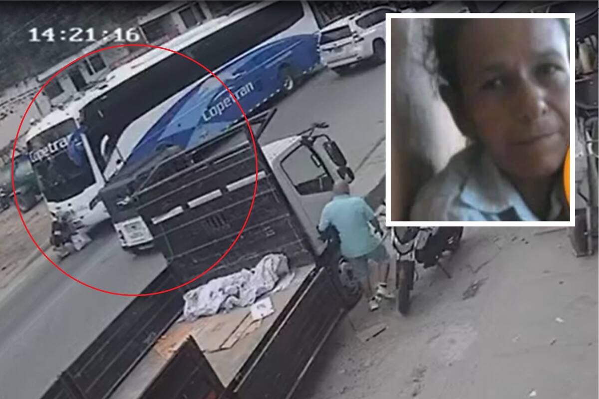 Cámara de seguridad captó el momento exacto en que Luz Elena Méndez fue arrollada por el bus en el sector La Virgen, en Lebrija.