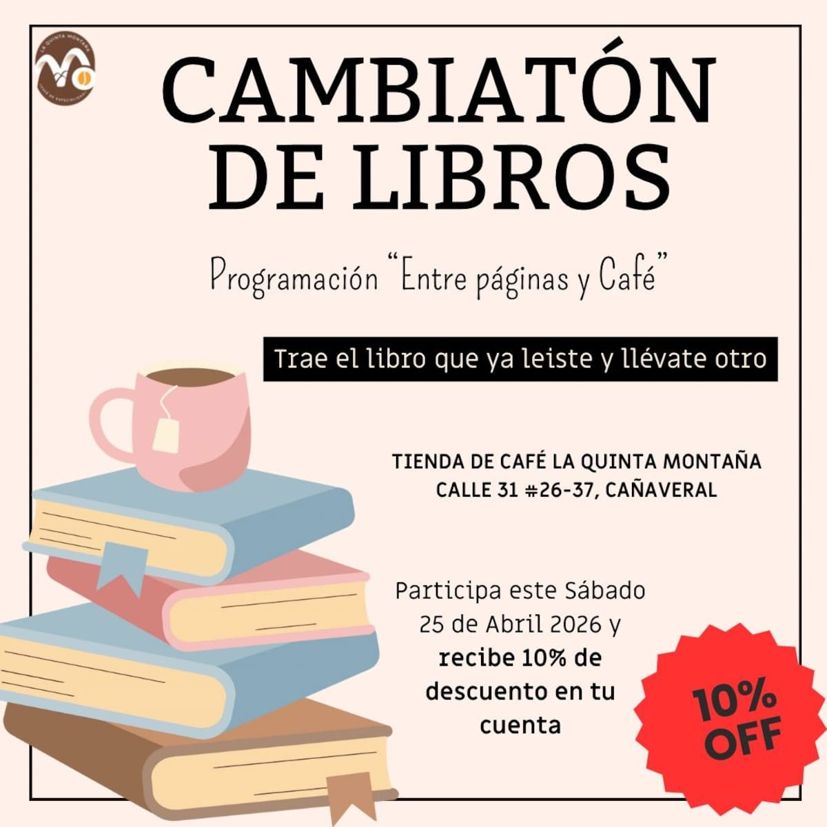 La Cambiatón de Libros, una iniciativa pensada para fomentar la lectura, la circulación del conocimiento y el encuentro cultural en torno a una buena taza de café.
