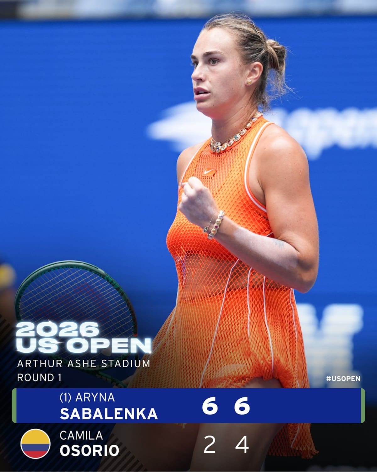 Camila Osorio cae ante Aryna Sabalenka en el US Open 2026: la número uno impuso su ley en Nueva York. Foto: US OPEN