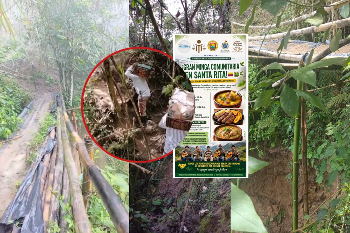 El puente peatonal es el único paso que tienen unas 30 familias de Santa Rita para llegar hasta la vía principal de la vereda. Fotos: Suministradas