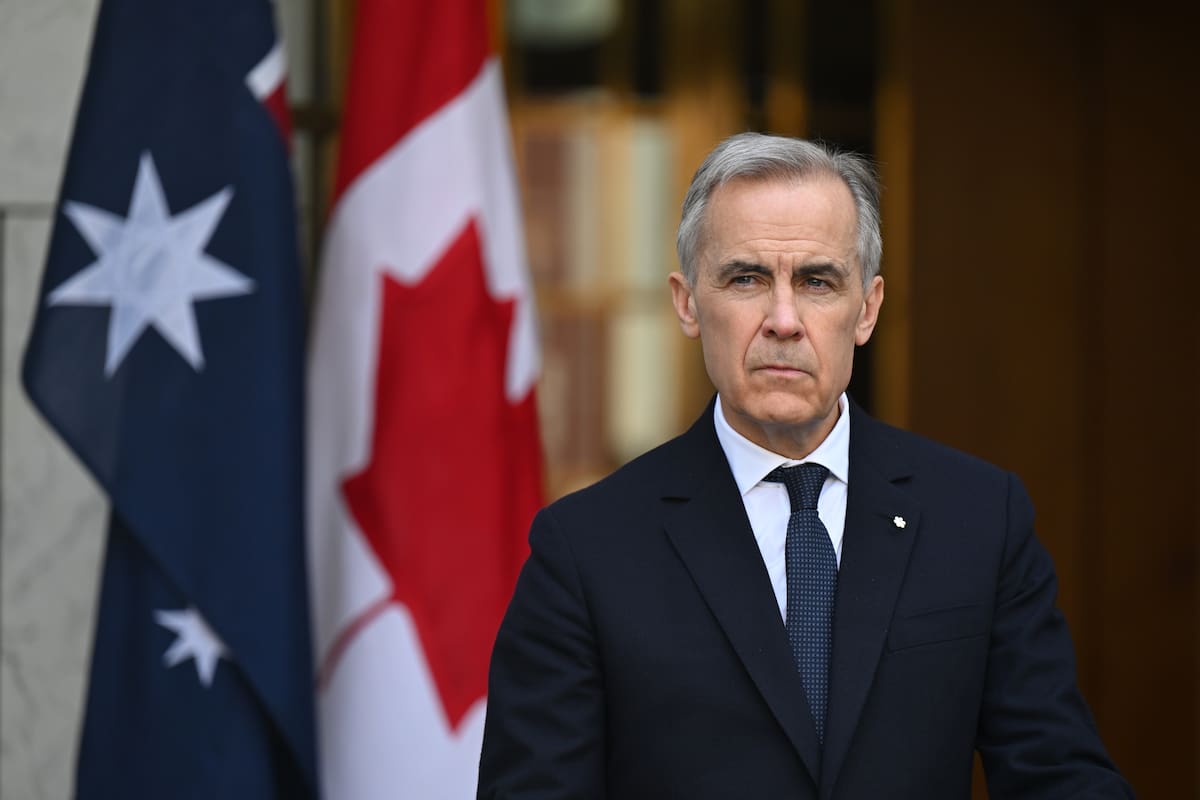 CANBERRA (Australia), 05/03/2026.- Canadian Prime Minister Mark Carney speaks to the media during a joint press conference with Australian Prime Minister Anthony Albanese at Parliament House in Canberra, Australia, 05 March 2026. Carney is visiting Australia from 03 March to 06 March 2026. EFE/EPA/LUKAS COCH AUSTRALIA AND NEW ZEALAND OUT