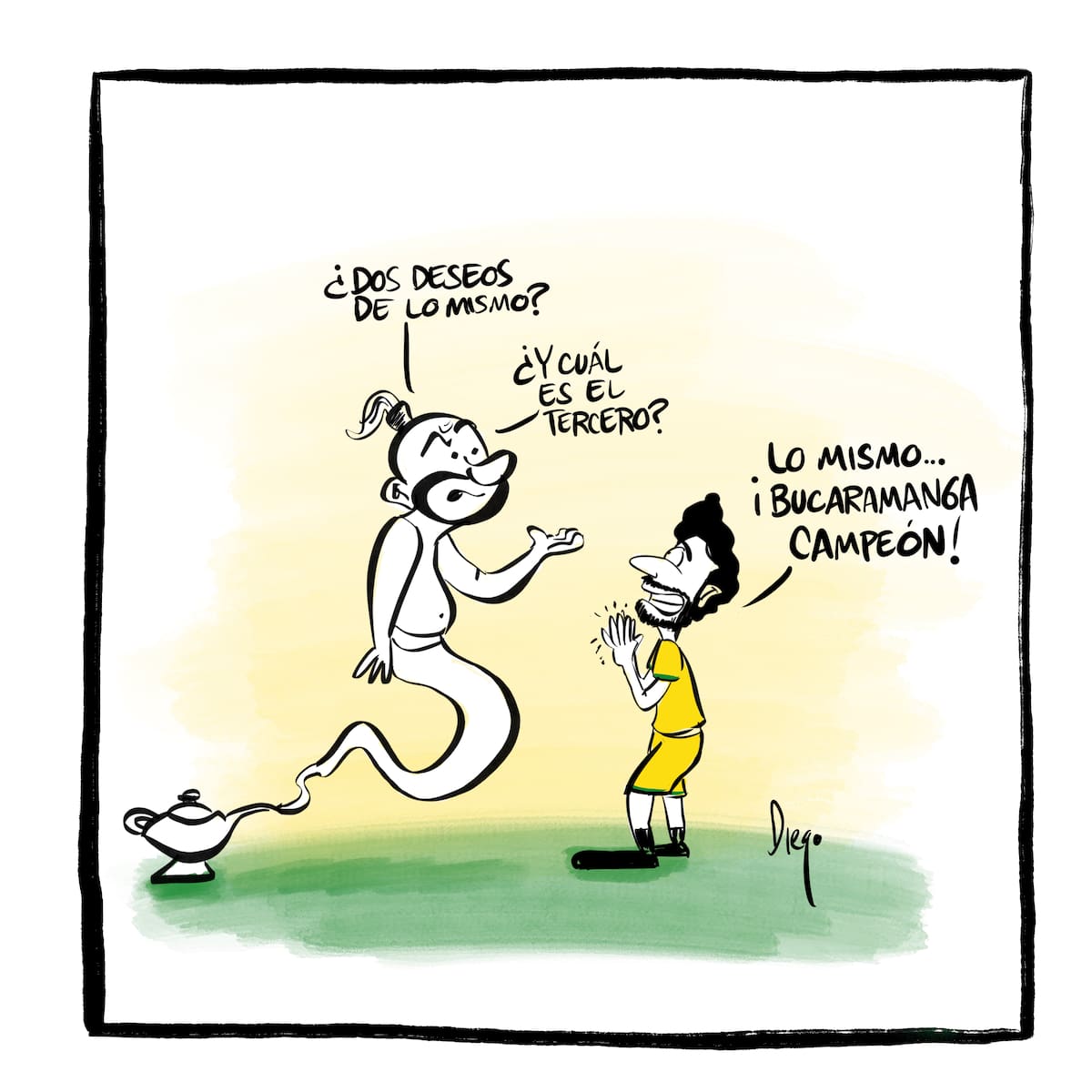 En caricaturas: el camino de Atlético Bucaramanga hasta su primer grito de campeón. Caricatura: Cortesía Diego García / Diego Caricatura.