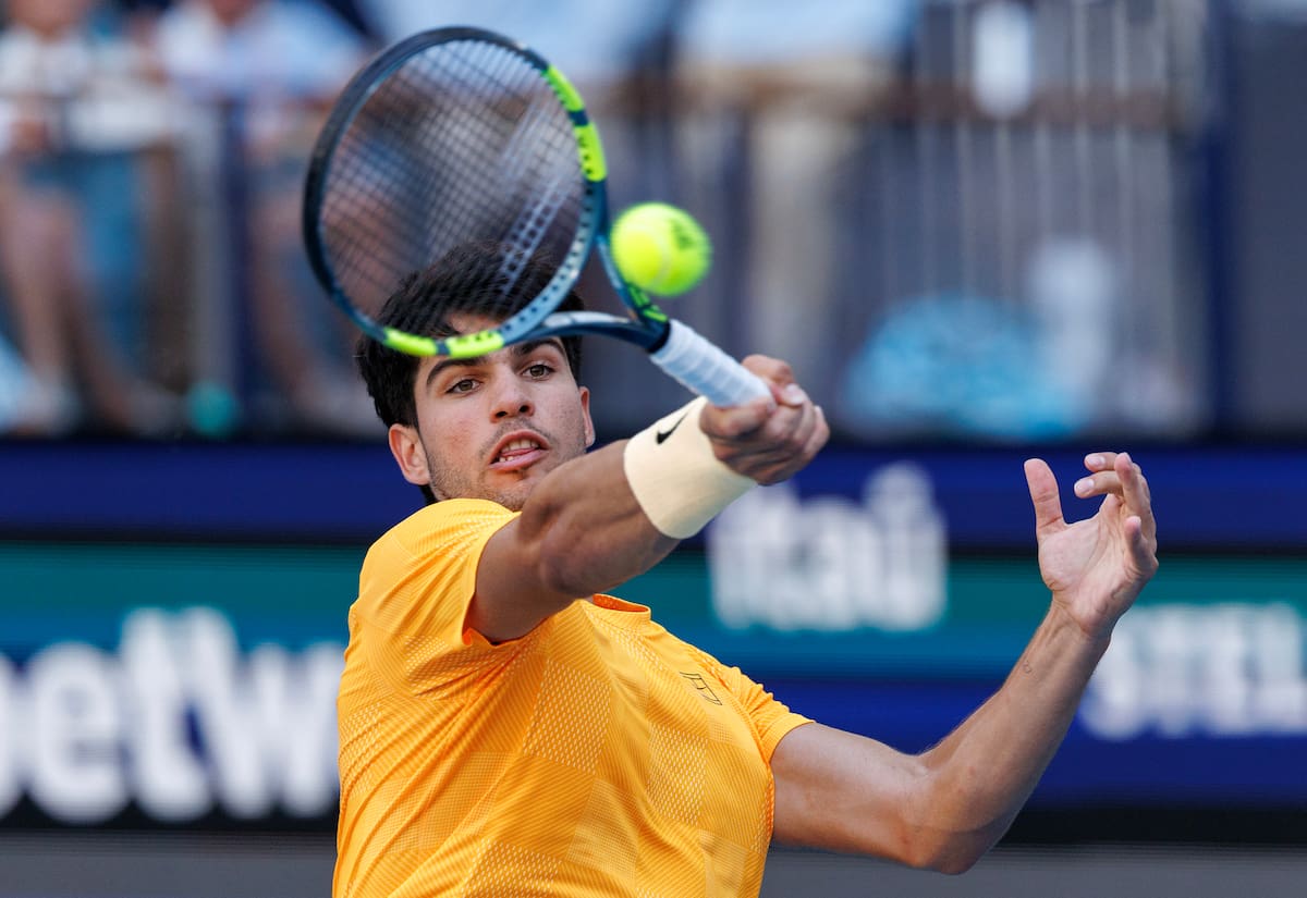 Carlos Alcaraz cayó en tercera ronda del Abierto de Miami. //Foto, EFE: CRISTOBAL HERRERA-ULASHKEVICH