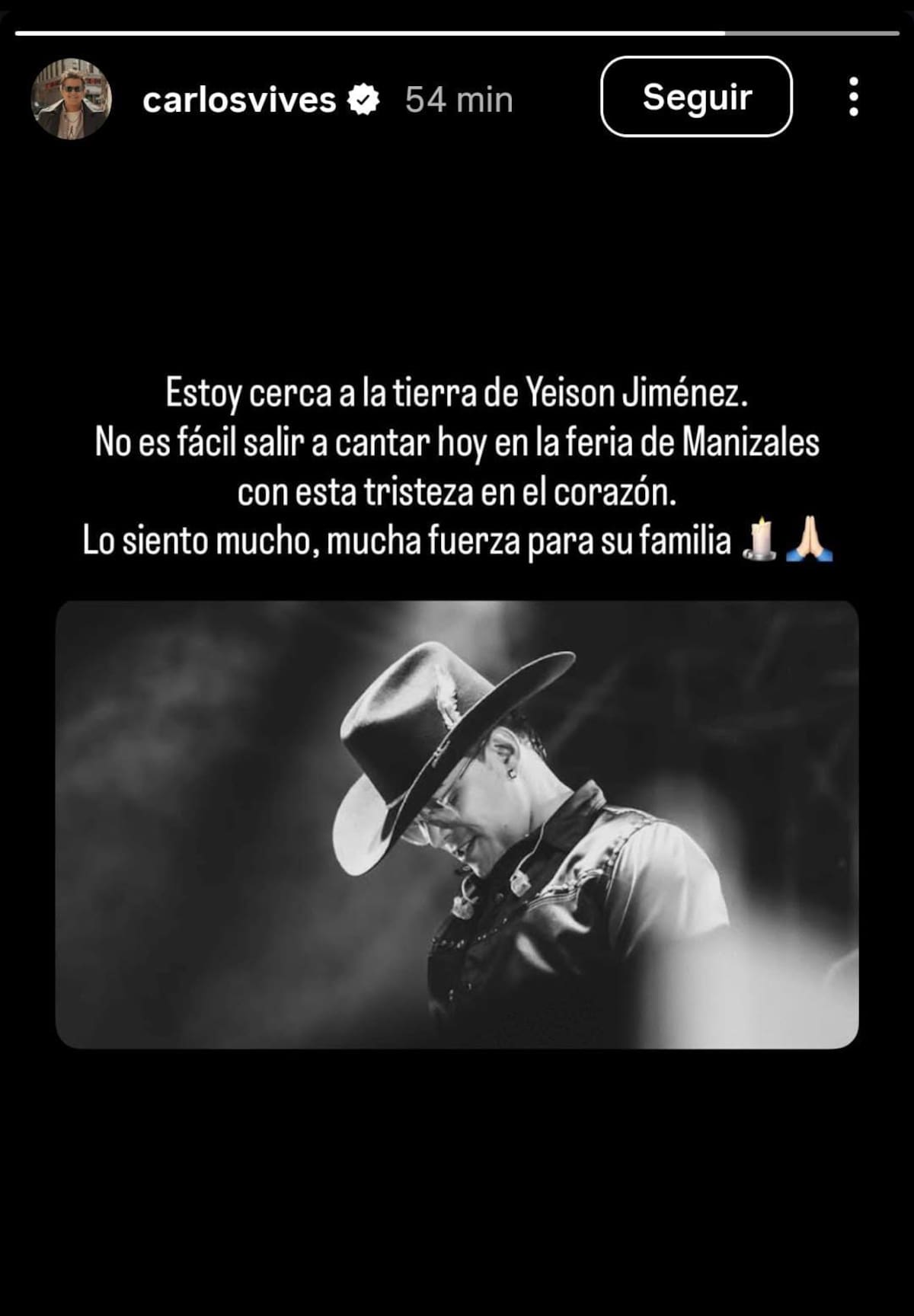 Carlos Vives confesó que le resultó difícil subir al escenario tras enterarse de la noticia
