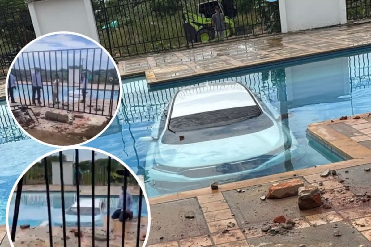 En video quedó registrado el momento en que una camioneta cayó a la piscina de un conjunto en Valledupar.