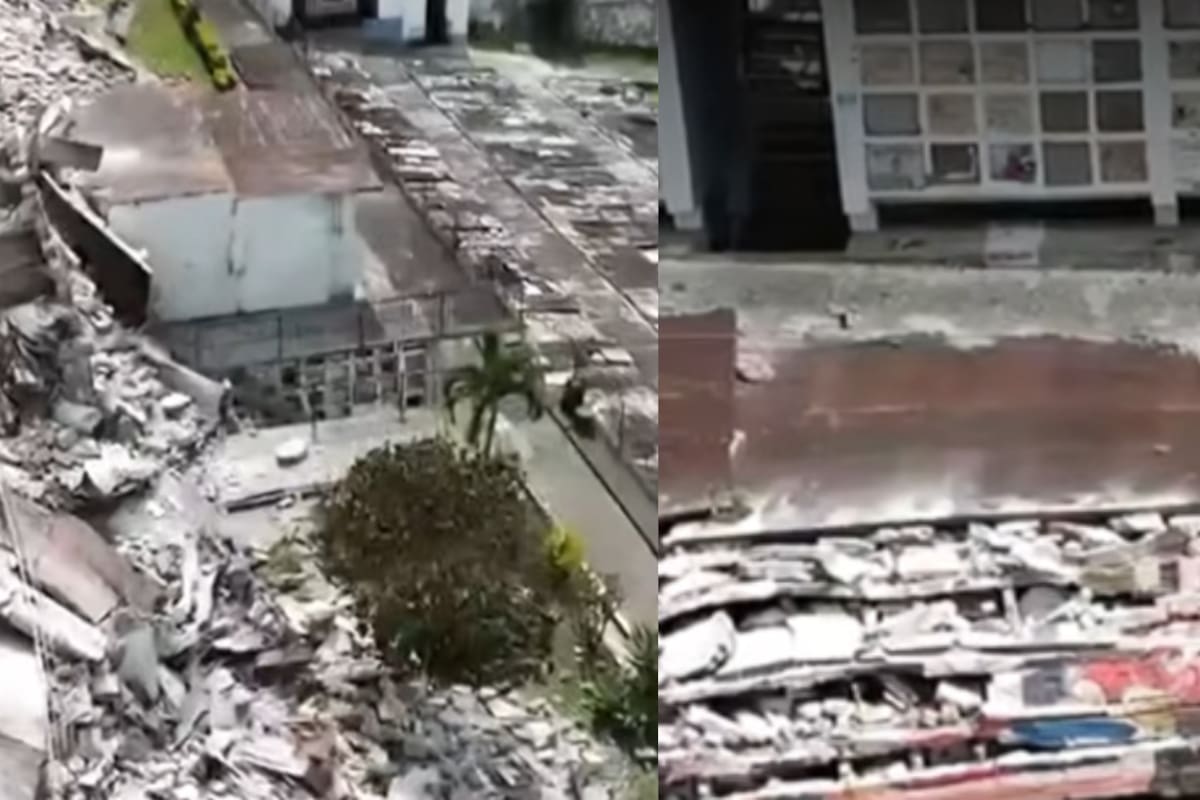 Aproximadamente 16 cuerpos quedaron expuestos como consecuencia del derrumbe de las estructuras.