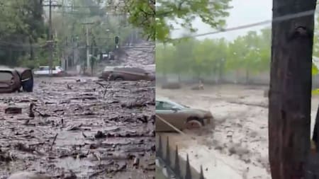 Videos: Aluvión en Chile dejó a pasajeros en el techo de un bus y arrastró vehículos por las calles