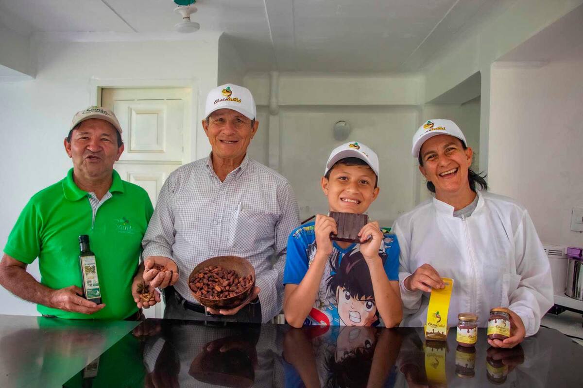 Vicente López, Ricardo Centeno, Juan José Centeno Jaimes y Abigaíl Jaimes, agroemprendedores. Foto: Suministrada Nicolás Jiménez Blanco / VANGUARDIA