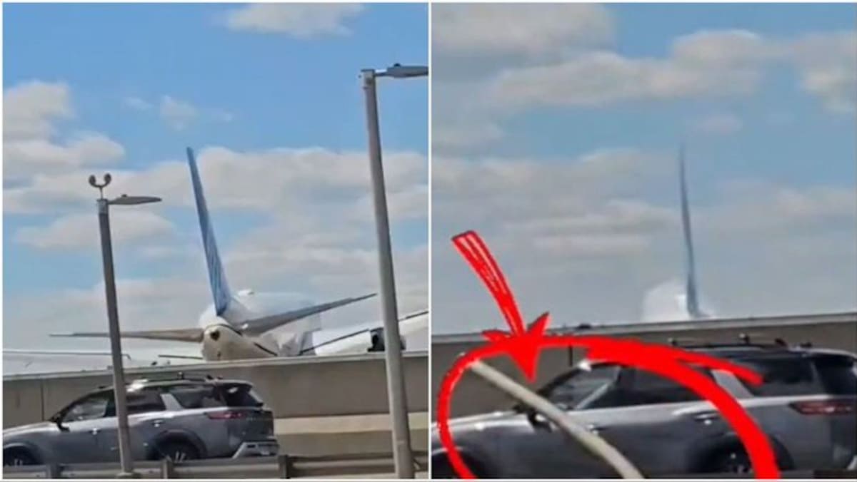 Un vuelo de United Airlines que aterrizaba en el Aeropuerto Internacional Newark Liberty, en Nueva Jersey, EE.UU., chocó contra un poste de luz en la autopista de peaje de Nueva Jersey.