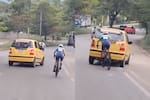 En video: joven ciclista estuvo a punto de ser arrollada por un taxista en la vía Girón – Floridablanca