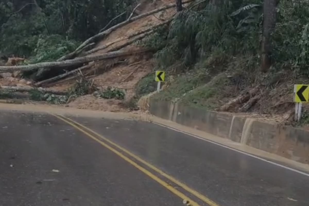 Cierre total de la vía Bucaramanga - Barrancabermeja por deslizamientos y caída de árboles | Foto tomado de Video