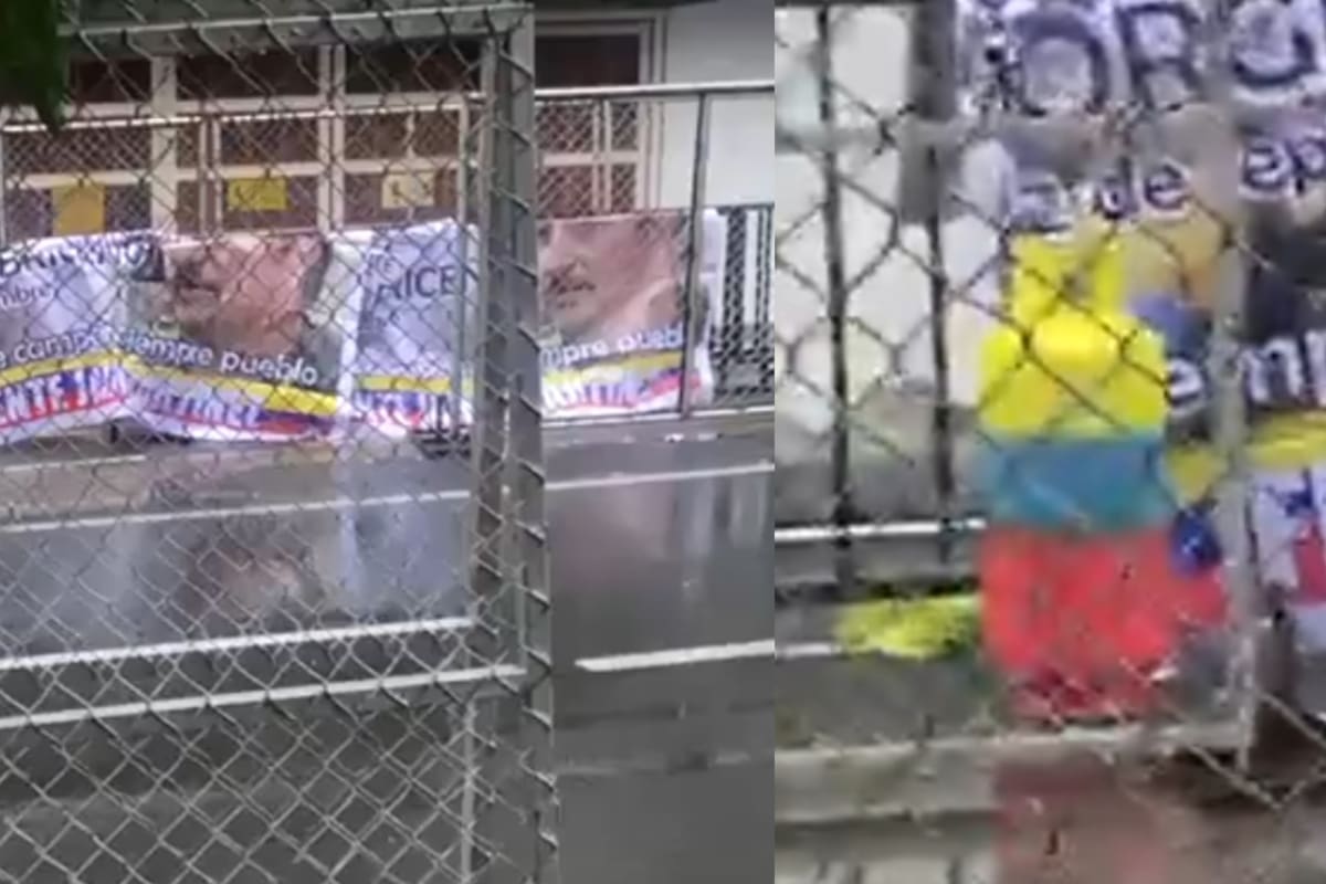 El cilindro estaba pintado con los colores de la bandera colombiana y tenía al lado una pancarta con mensajes alusivos a la estructura Jaime Martínez, perteneciente a las disidencias de las Farc.