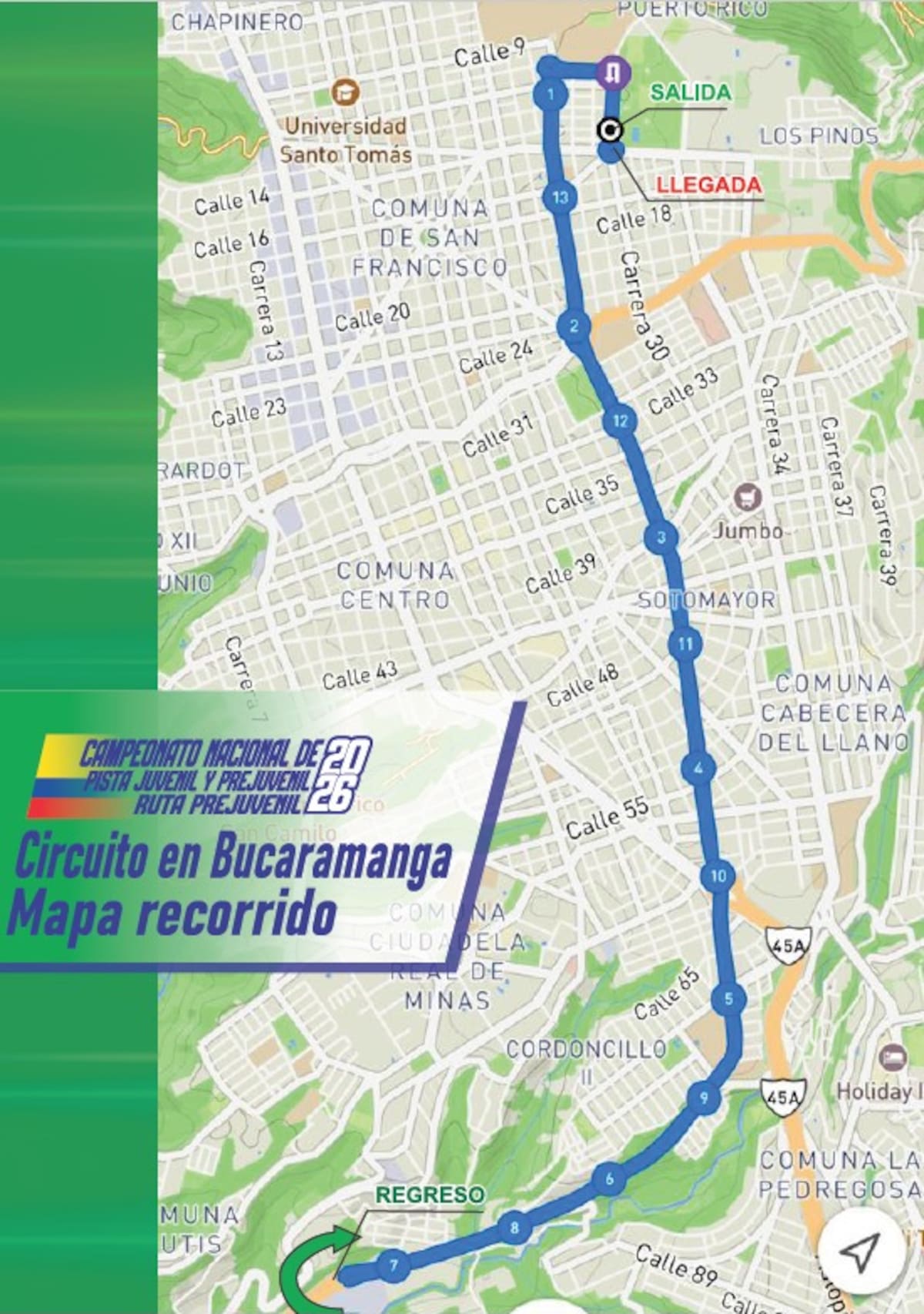 Circuito en Bucaramanga: cierres el 26 de abril
