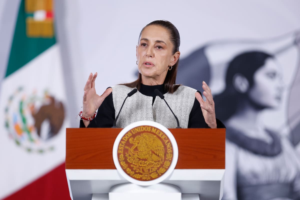 La presidenta de México, Claudia Sheinbaum, habla en una rueda de prensa este miércoles en Palacio Nacional en Ciudad de México (México). EFE/Sáshenka Gutiérrez